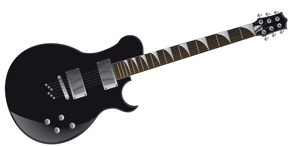Schwarze E-Gitarre.